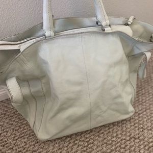 Free People Leslie Leather Light Aqua Tote